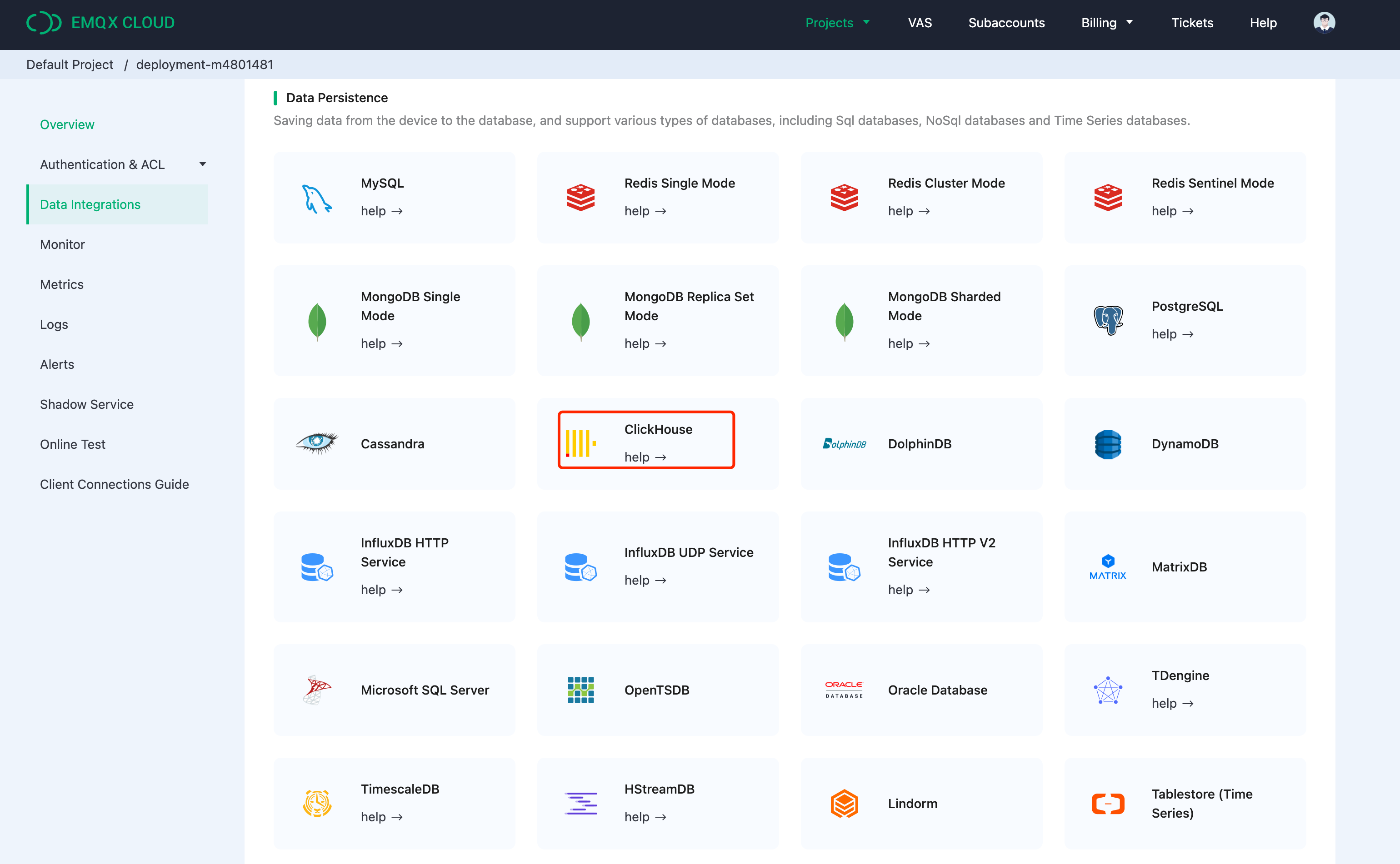 EMQX Cloud ClickHouse Data Integration 커넥터 상세 정보